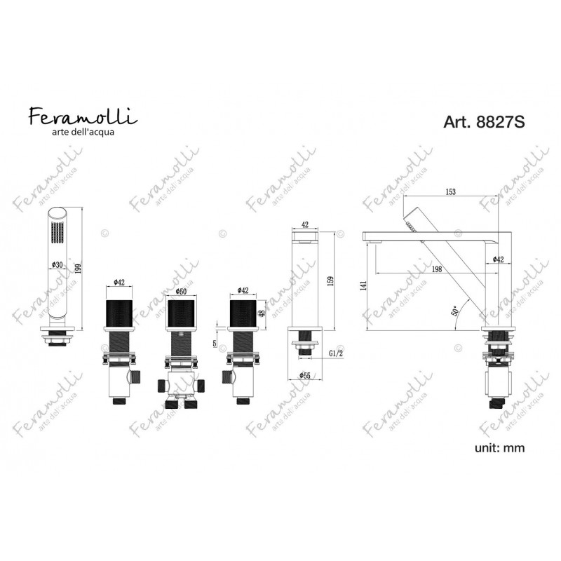 Смеситель на борт ванны белый Feramolli BO8827S