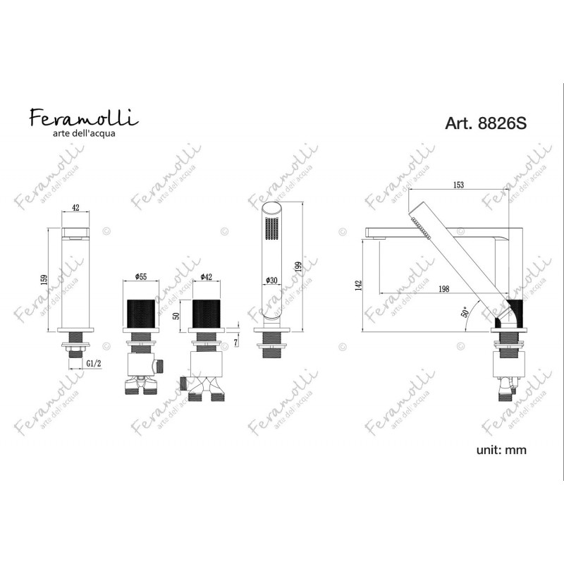 Смеситель на борт ванны белый Feramolli BO8826S