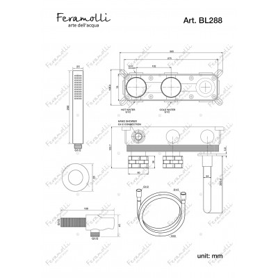 Комплект для ванны и душа матовый хром Feramolli GM288