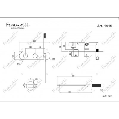 Комплект для ванны и душа термостатический розовое золото Feramolli ORS1915