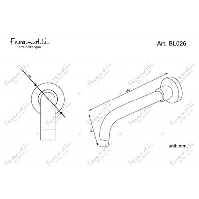 Настенный излив для ванны черный Feramolli BL026