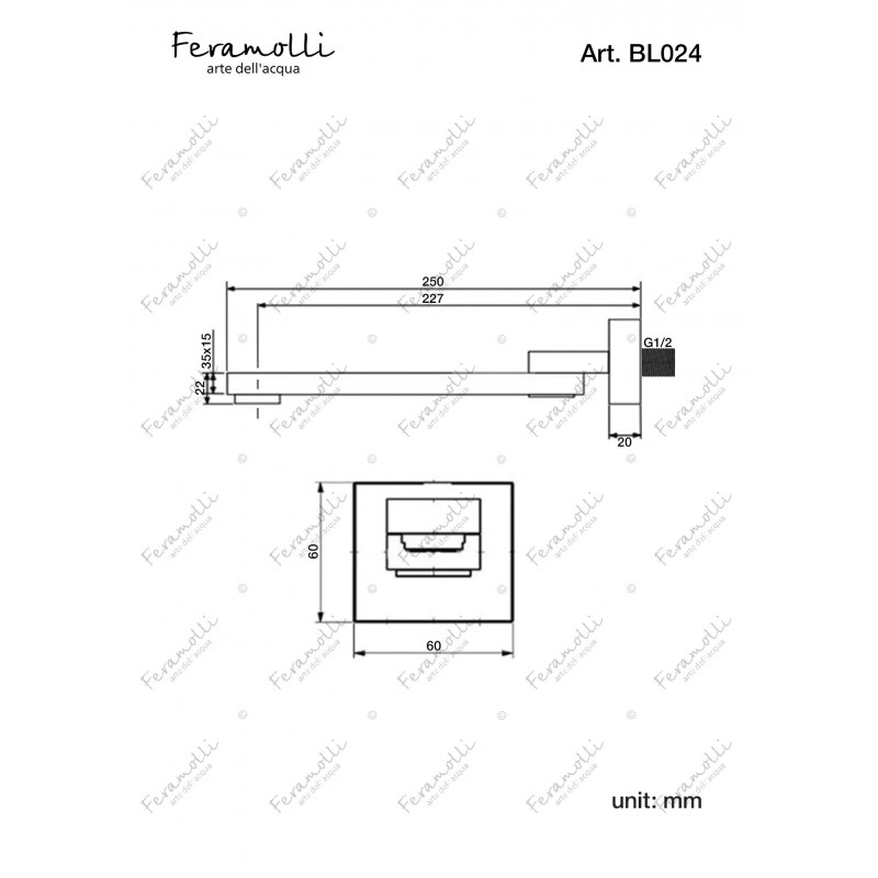 Настенный излив для ванны золото Feramolli GL024