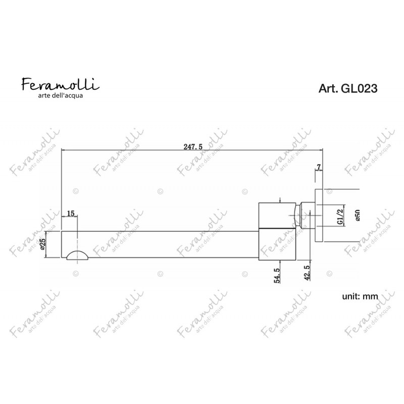 Настенный излив для ванны золото Feramolli GL023