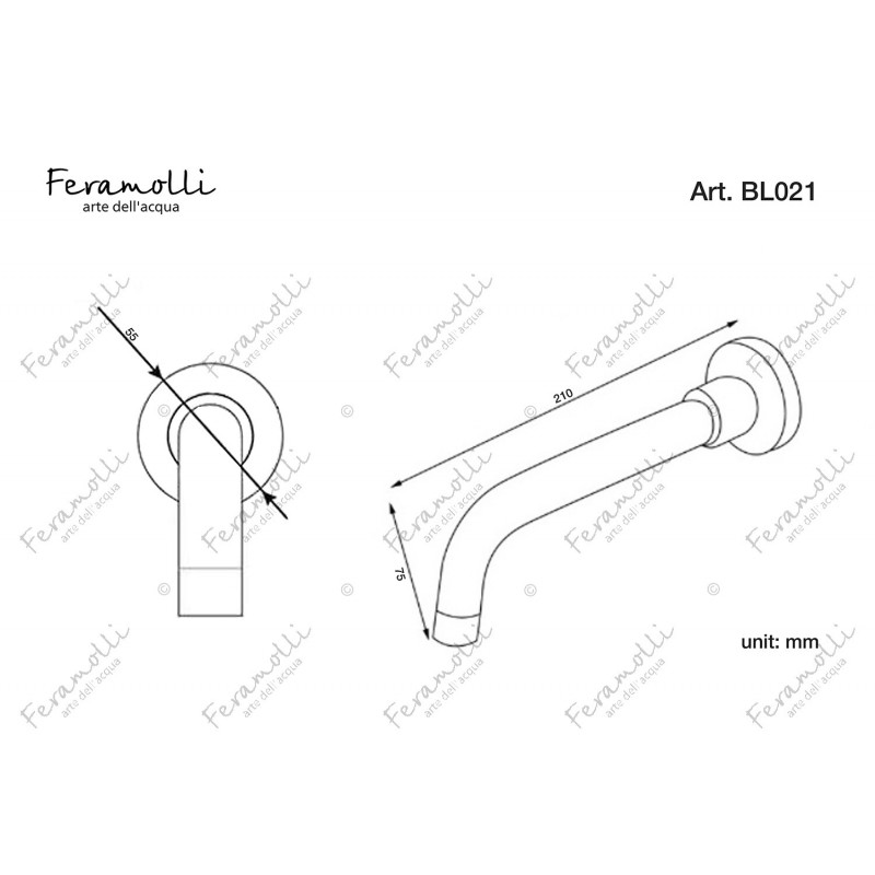 Настенный излив для ванны золото Feramolli GL021