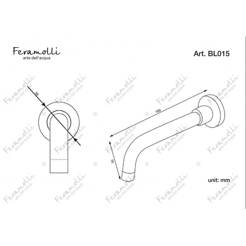 Настенный излив для ванны черный Feramolli BL015