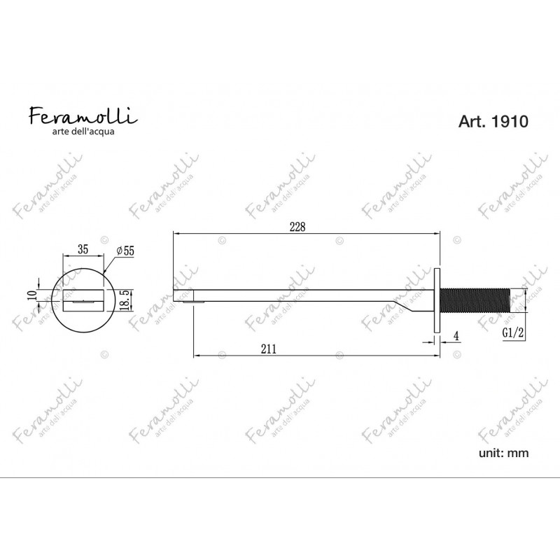 Настенный излив для ванны розовое золото Feramolli ORS1910