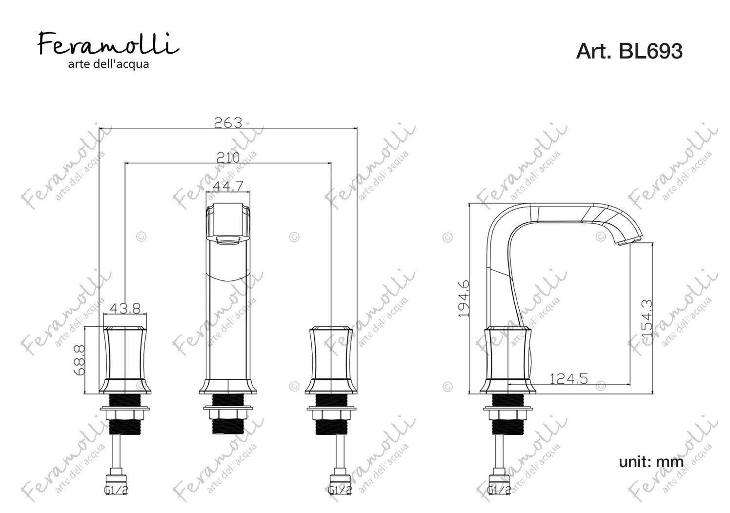 Смеситель для раковины черный Feramolli BL693