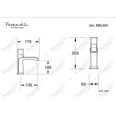 Смеситель для раковины черный Feramolli BL691