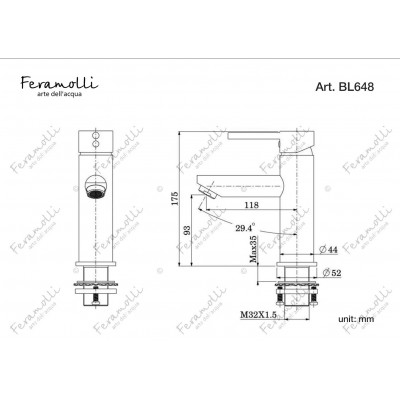 Смеситель для раковины черный Feramolli BL648