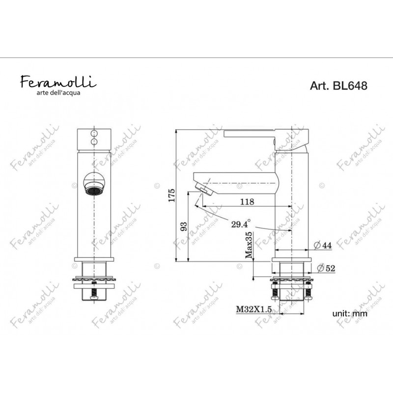 Смеситель для раковины черный Feramolli BL648