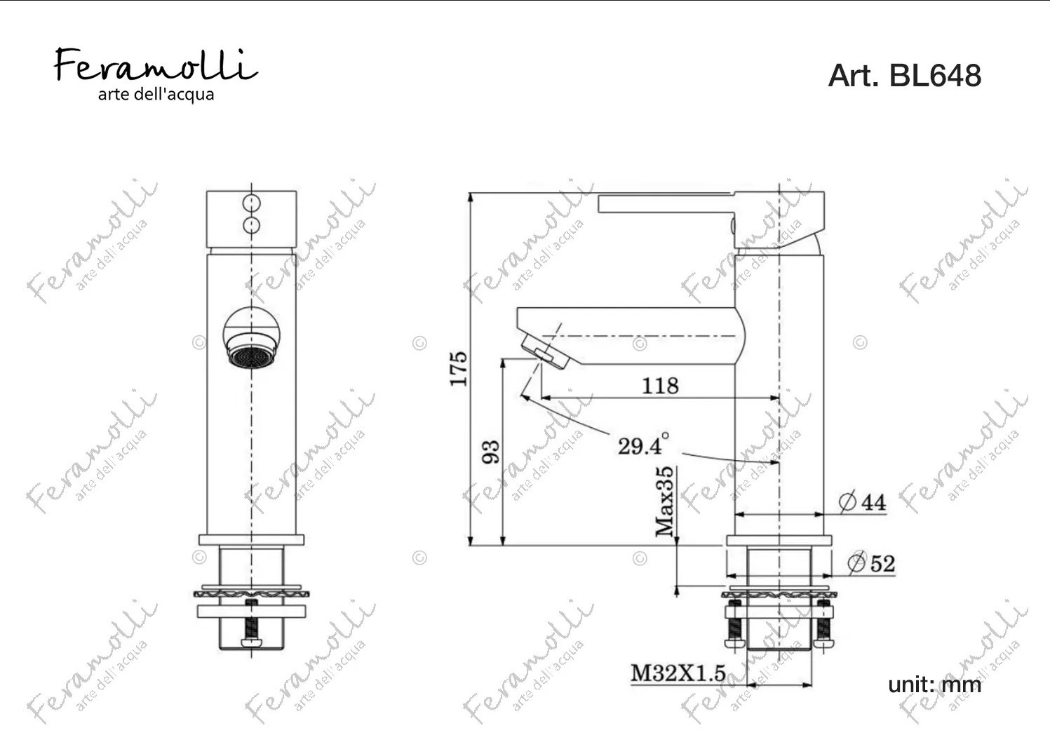 Смеситель для раковины золото Feramolli GL648