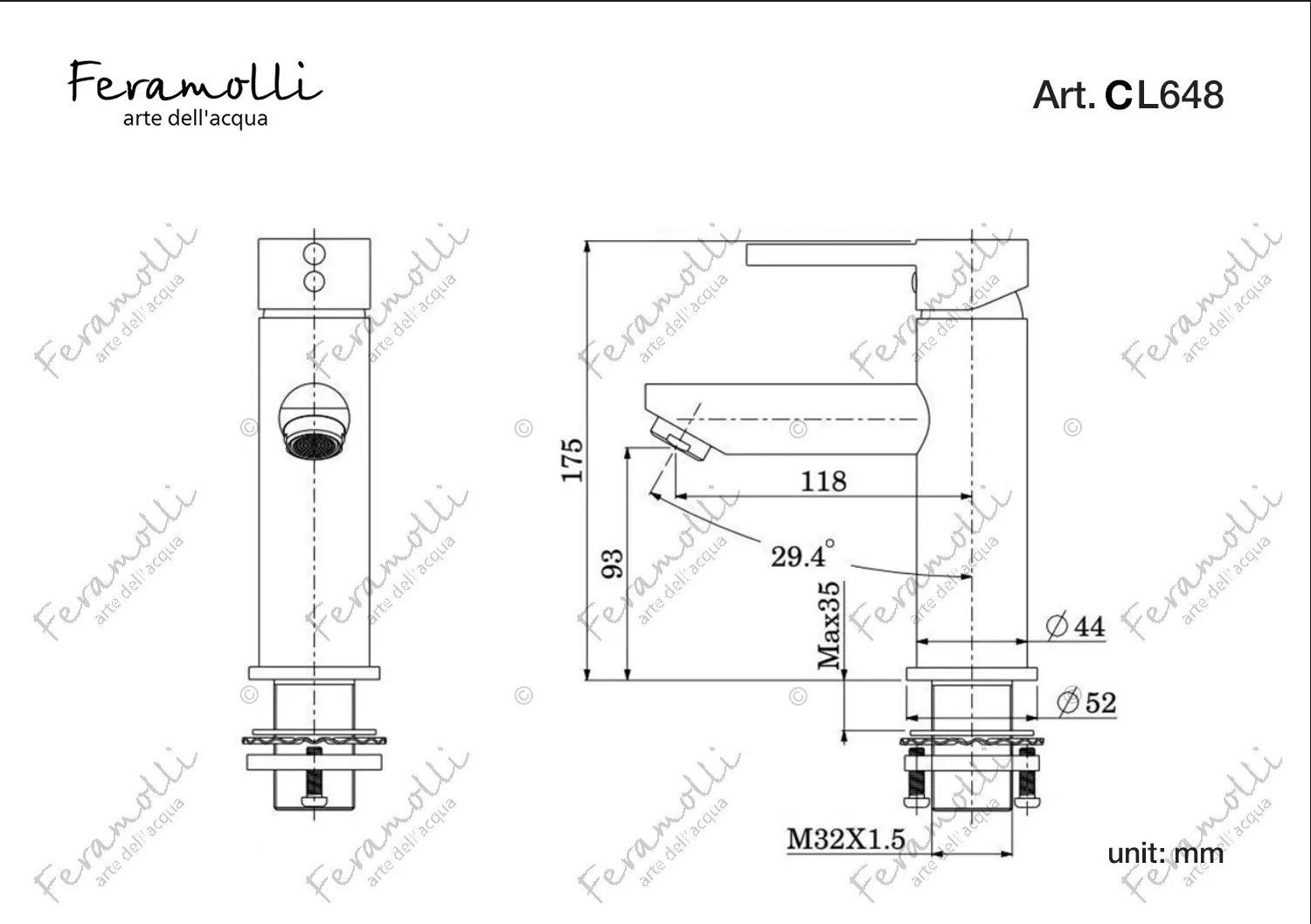 Смеситель для раковины хром Feramolli CL648