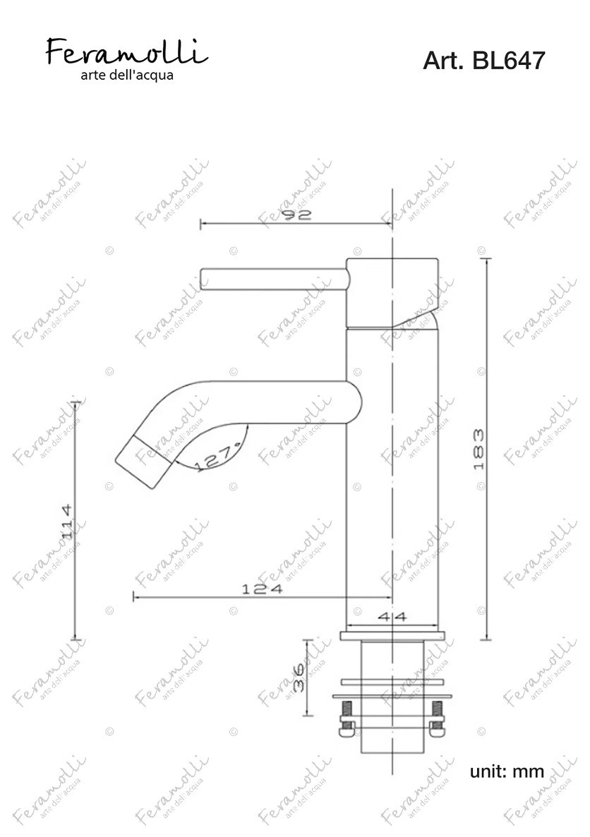 Смеситель для раковины золото Feramolli GL647