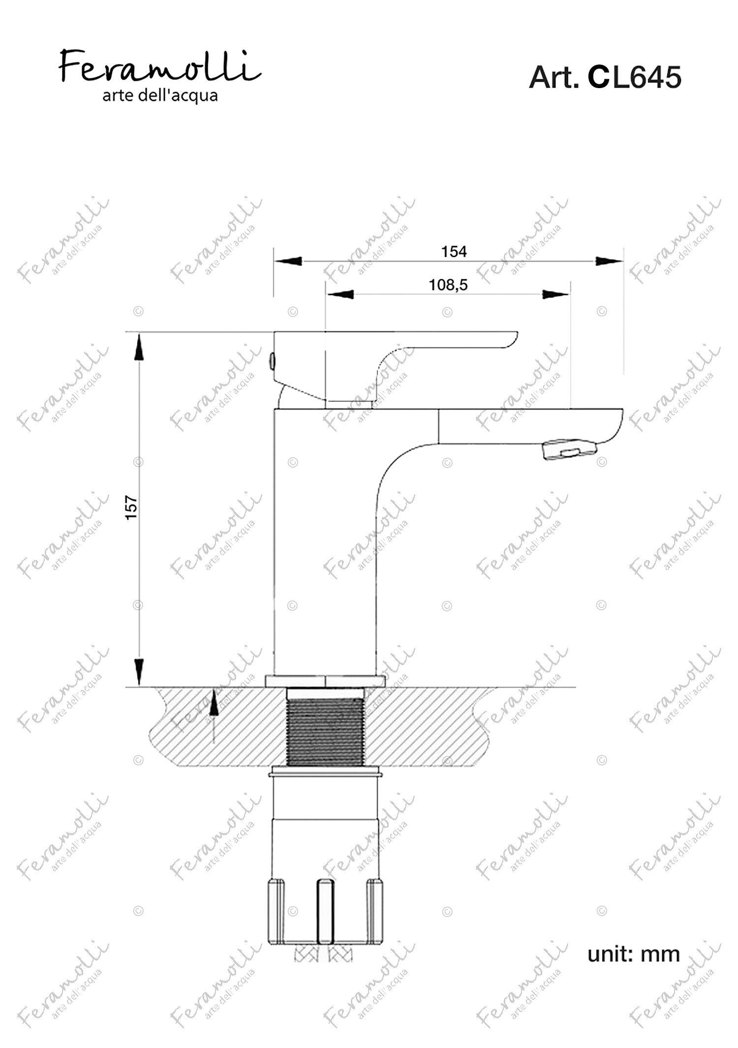 Смеситель для раковины хром Feramolli CL645
