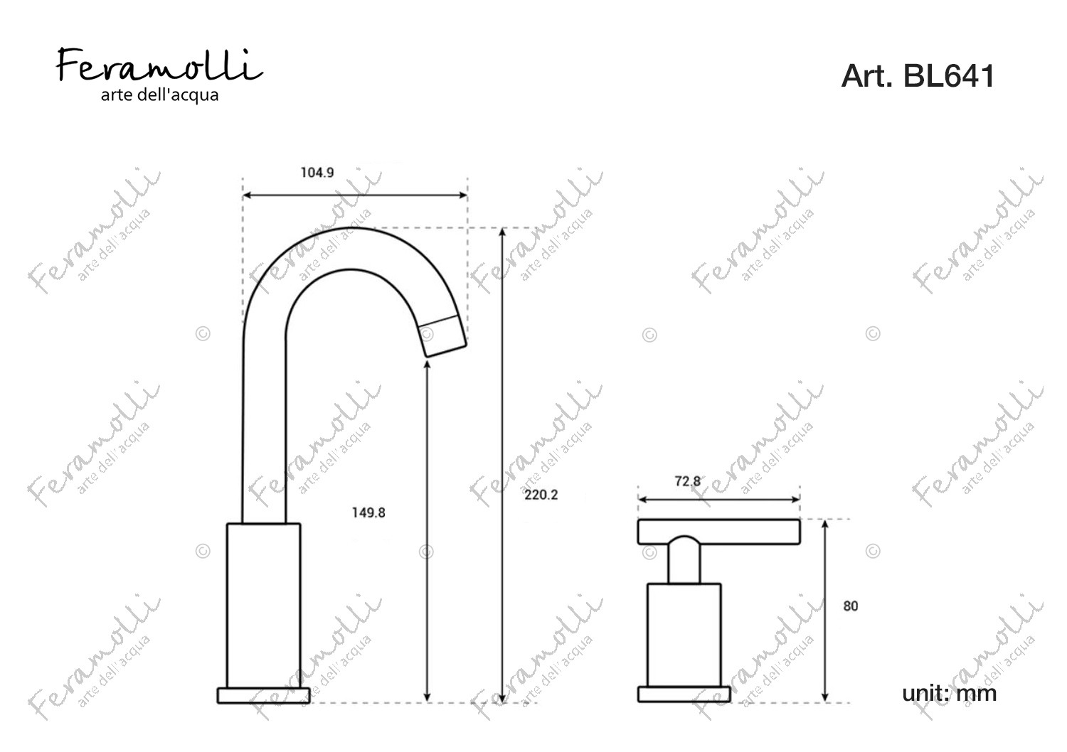 Смеситель для раковины черный Feramolli BL641