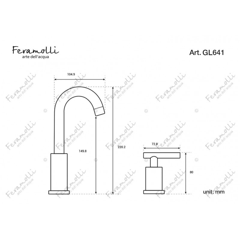 Смеситель для раковины золото Feramolli GL641