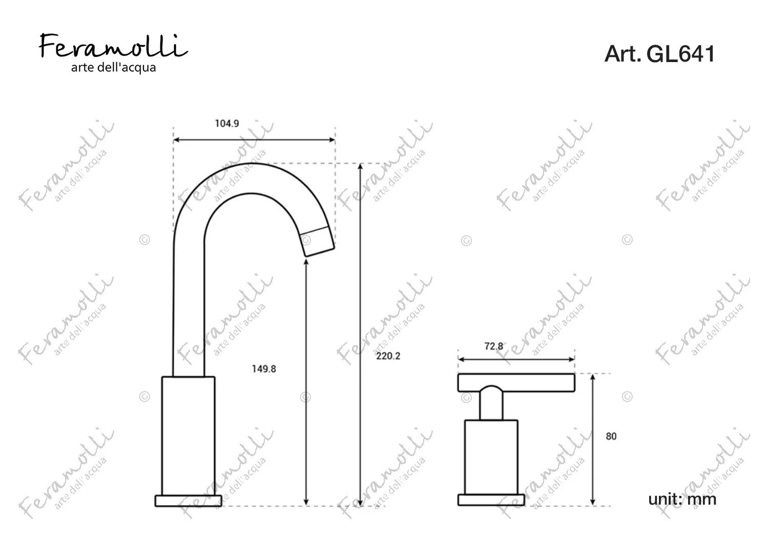 Смеситель для раковины золото Feramolli GL641