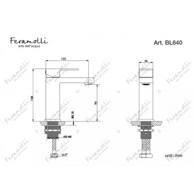 Смеситель для раковины золото Feramolli GL640