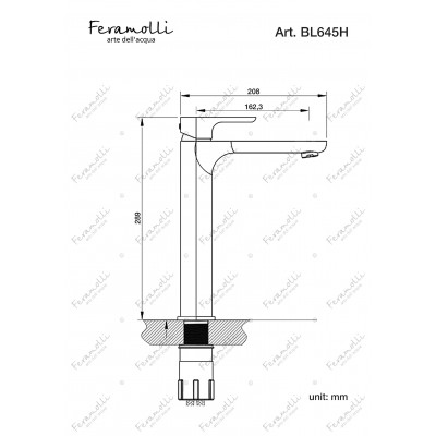 Смеситель для раковины высокий черный Feramolli BL645H