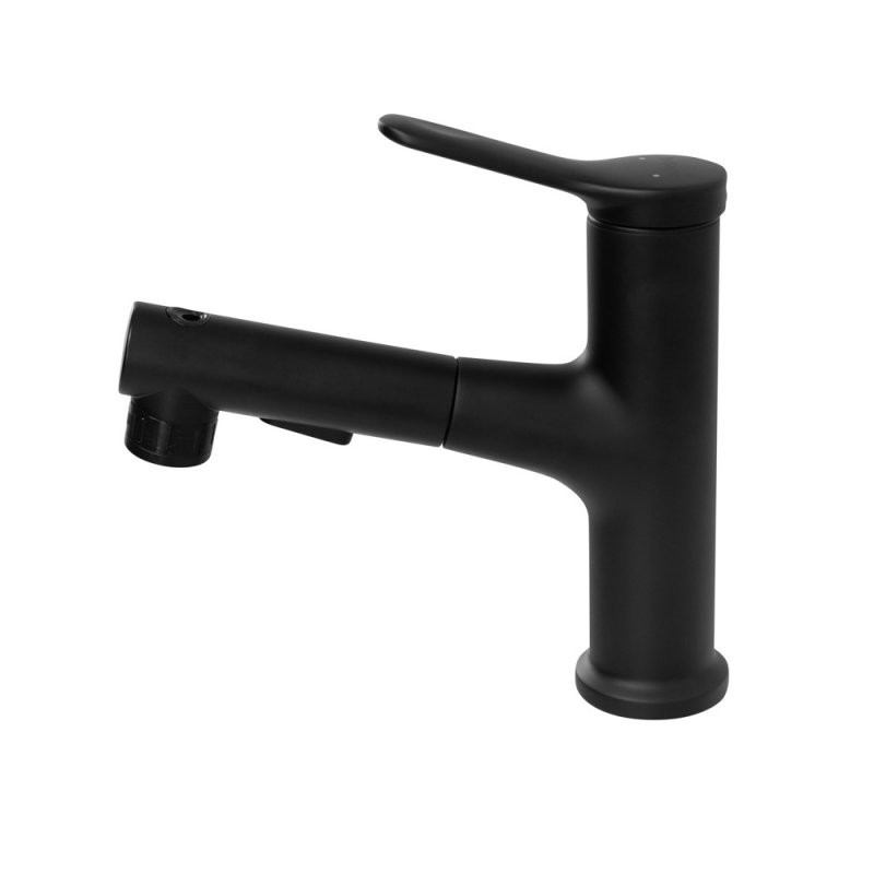 Смеситель для раковины Belbagno BB-LVMD-W0 без донного клапана с выдвижным изливом, черный матовый