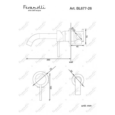 Смеситель для раковины встраиваемый черный Feramolli BL677-26