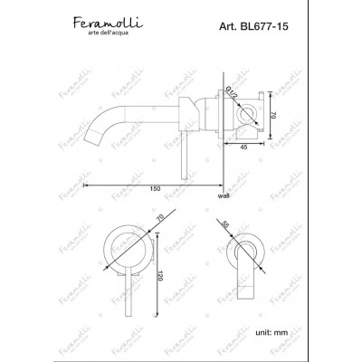 Смеситель для раковины встраиваемый черный Feramolli BL677-15