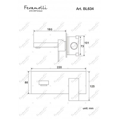 Смеситель для раковины встраиваемый черный Feramolli BL634