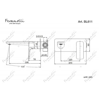 Смеситель для раковины встраиваемый черный Feramolli BL611