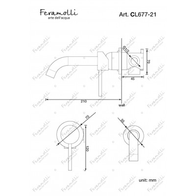 Смеситель для раковины встраиваемый хром Feramolli CL677-21