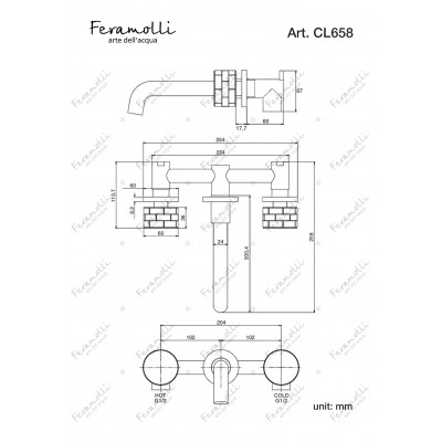 Смеситель для раковины встраиваемый хром Feramolli CL658