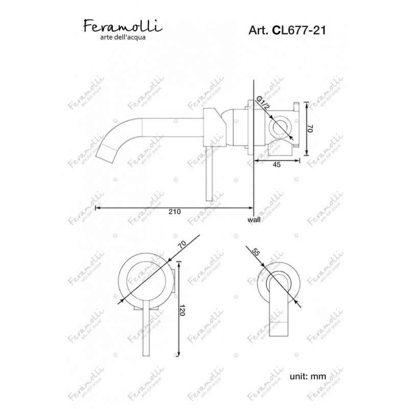 Смеситель для раковины встраиваемый хром Feramolli CL677-26