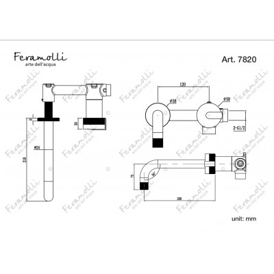 Смеситель для раковины встраиваемый никель с мрамором Feramolli CS7820MSN