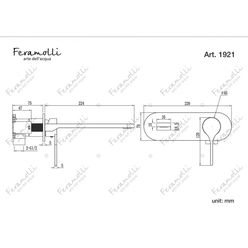 Смеситель для раковины встраиваемый золото Feramolli OS1921