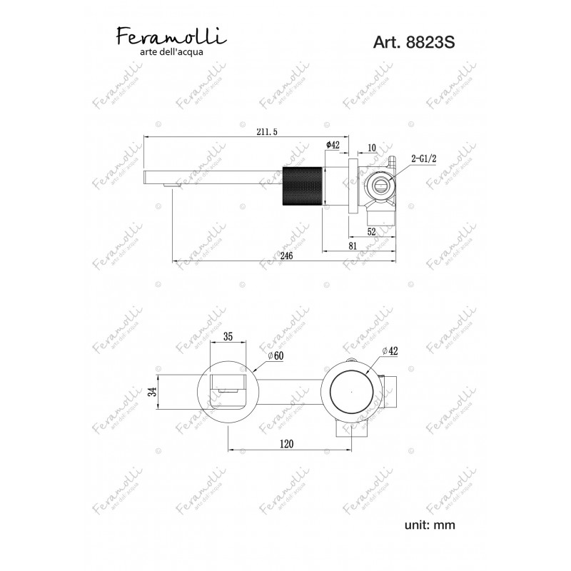 Смеситель для раковины встраиваемый черный Feramolli NS8823S