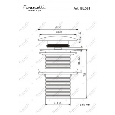 Донный клапан для раковины черный Feramolli BL081