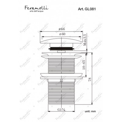 Донный клапан для раковины золото Feramolli GL081