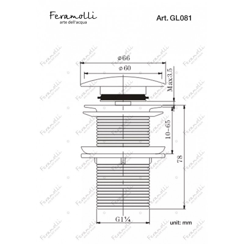 Донный клапан для раковины хром Feramolli CL081