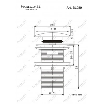 Донный клапан для раковины черный Feramolli BL080