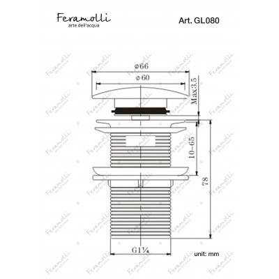 Донный клапан для раковины золото Feramolli GL080