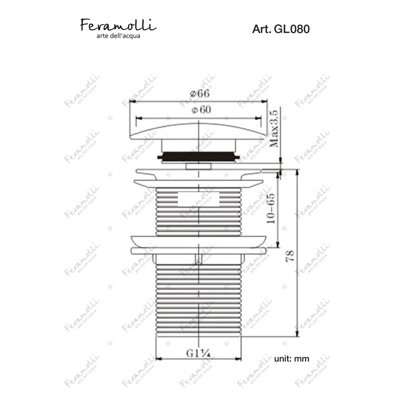 Донный клапан для раковины золото Feramolli GL080