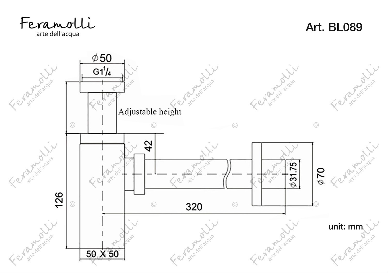 Сифон для раковины черный Feramolli BL089