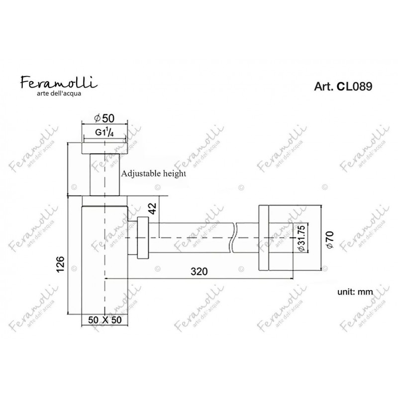 Сифон для раковины хром Feramolli CL089