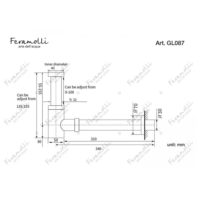 Сифон для раковины золото Feramolli GL087