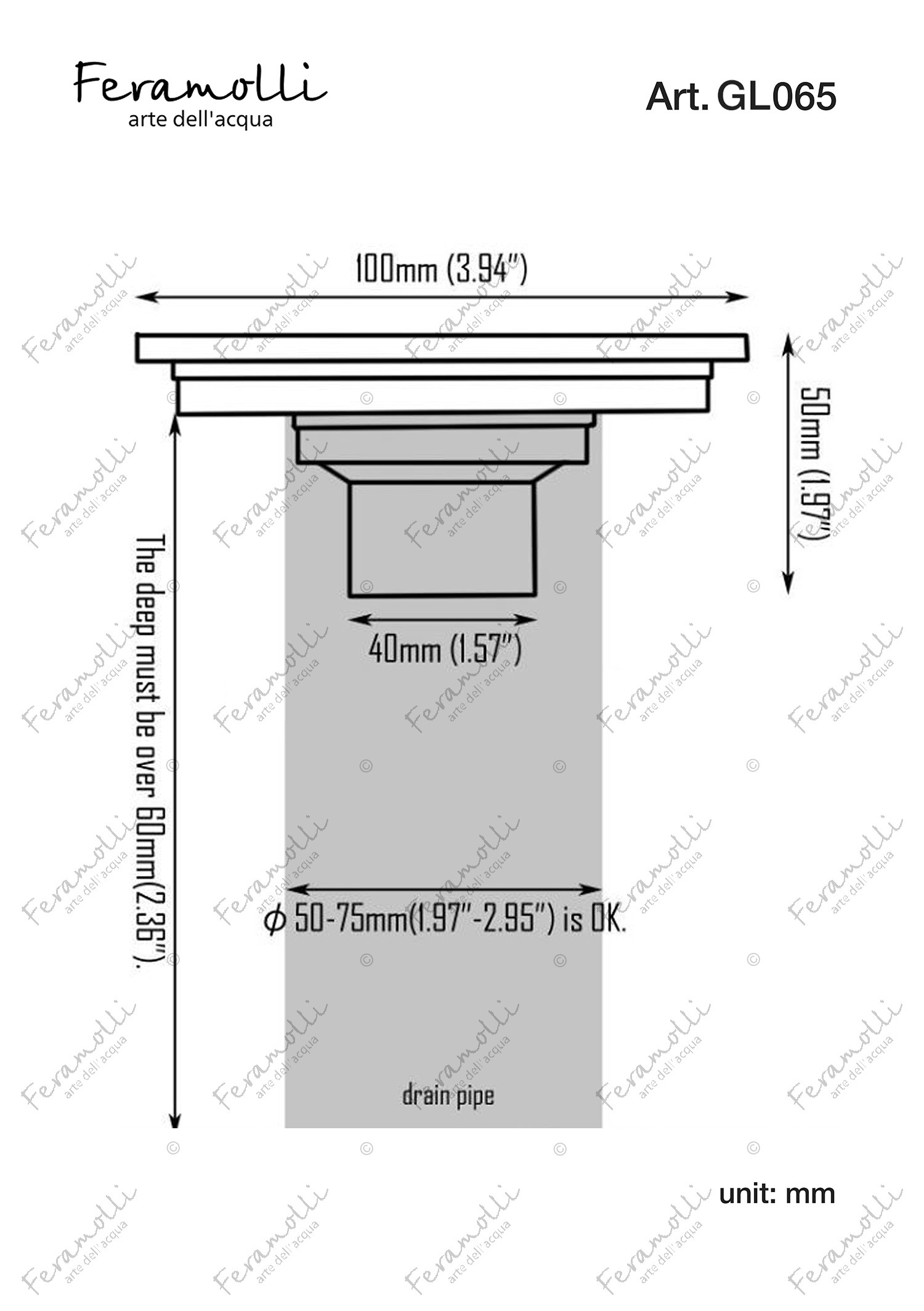 Точечный трап 10х10см золото Feramolli GL065