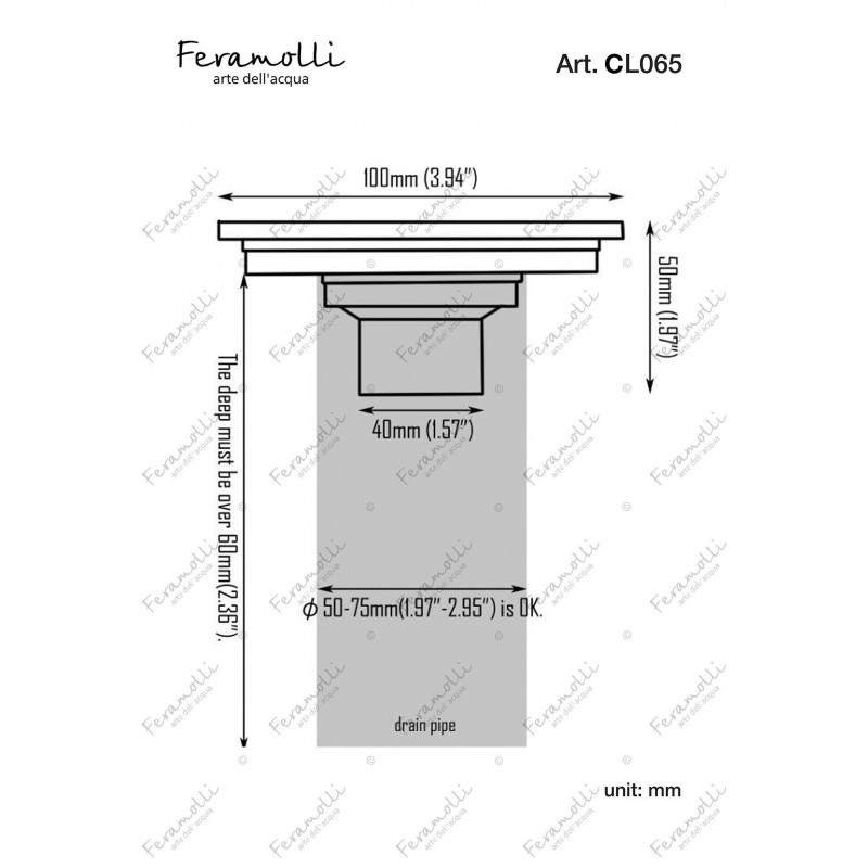 Точечный трап 10х10см хром Feramolli CL065