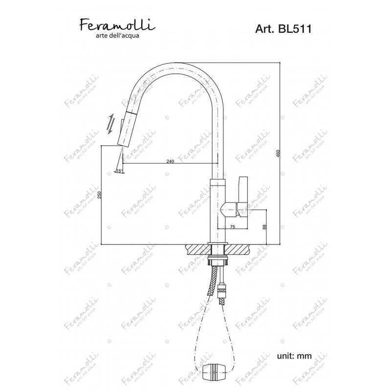 Смеситель для кухни черный Feramolli BL511