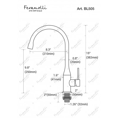 Смеситель для кухни черный Feramolli BL505