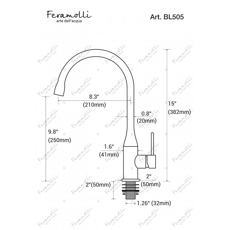 Смеситель для кухни черный Feramolli BL505