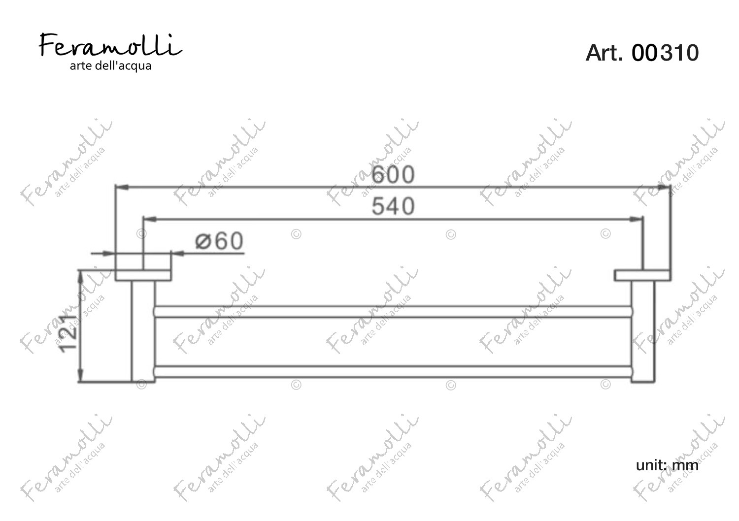Полотенцедержатель двойной золото Feramolli GL310