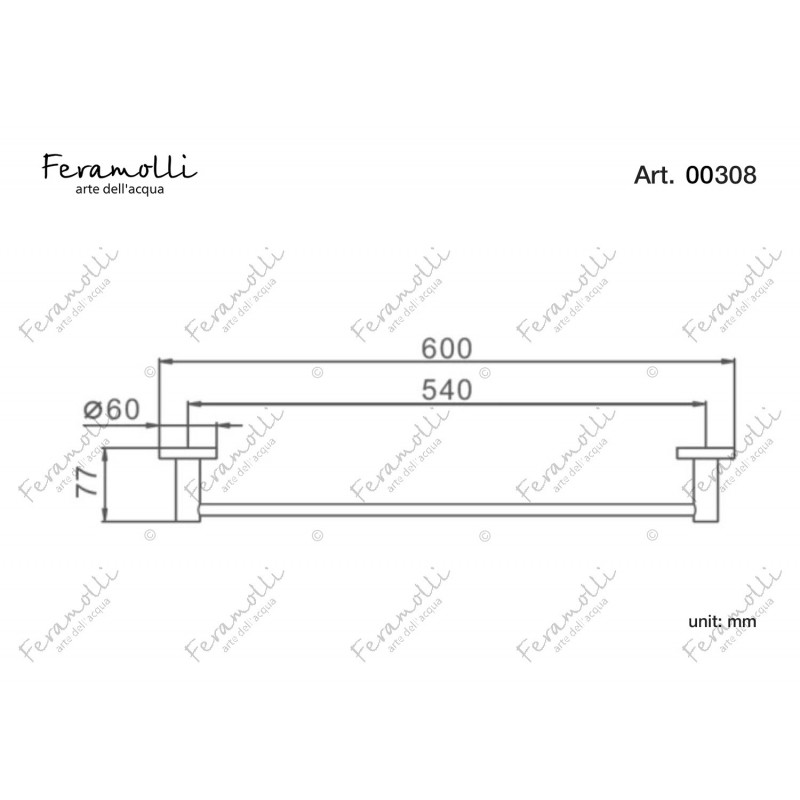 Полотенцедержатель штанга черный Feramolli BL308